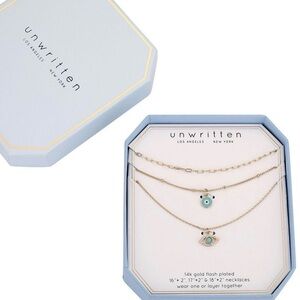 Unwritten Gold Necklace Set with Blue Eye Charms